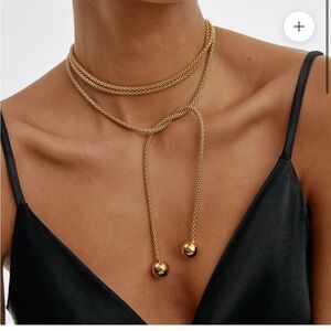 New Gold Lariat Necklace 1m